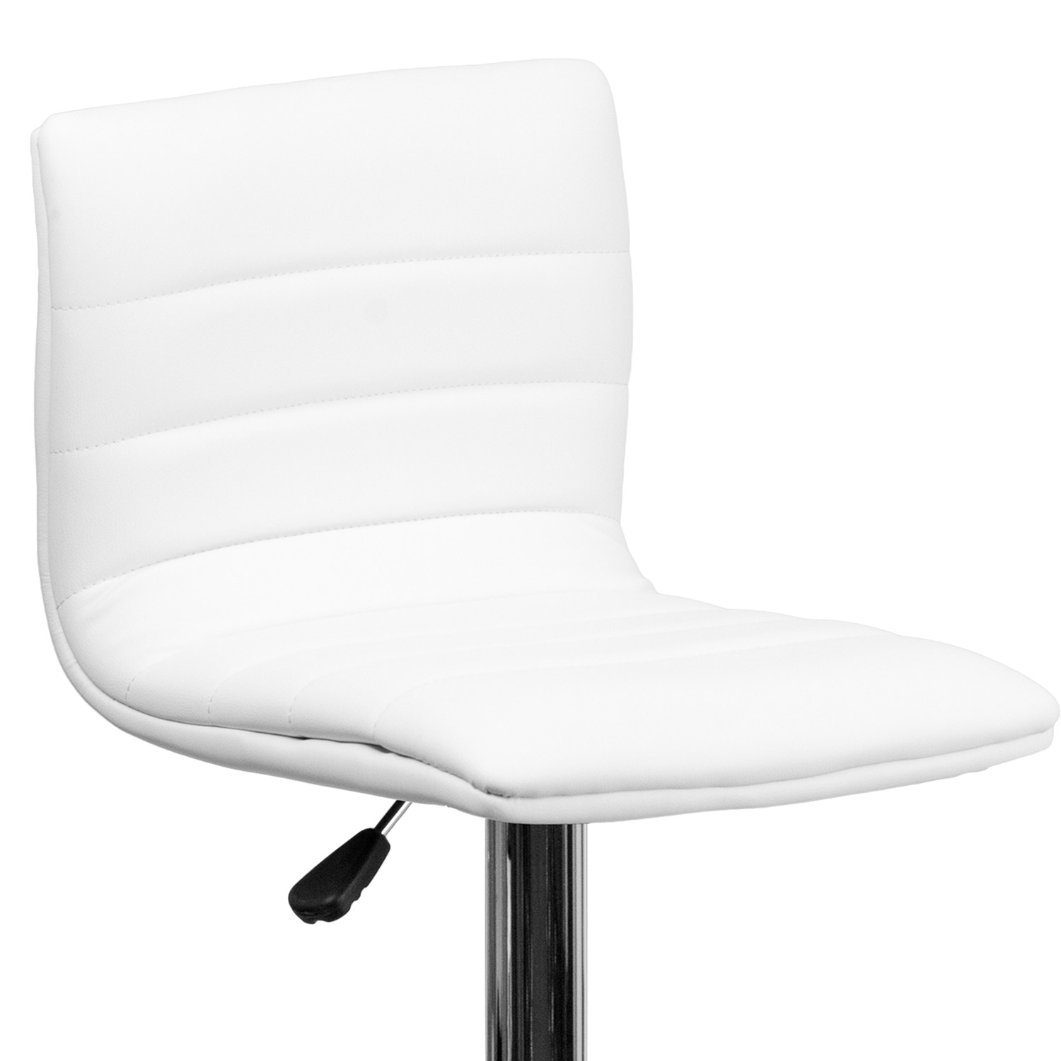 BLNK Vincent Vinyl Adjustable Swivel Bar Stool with Back, Chrome Pedestal Base and Footrest - White