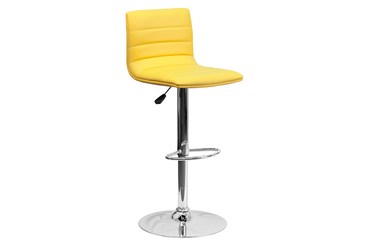 BLNK Vincent Vinyl Adjustable Swivel Bar Stool with Back, Chrome Pedestal Base and Footrest - Yellow