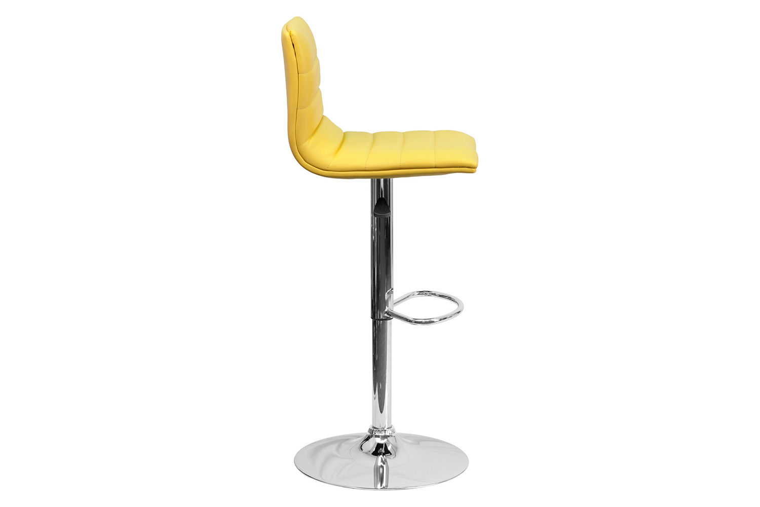 BLNK Vincent Vinyl Adjustable Swivel Bar Stool with Back, Chrome Pedestal Base and Footrest - Yellow