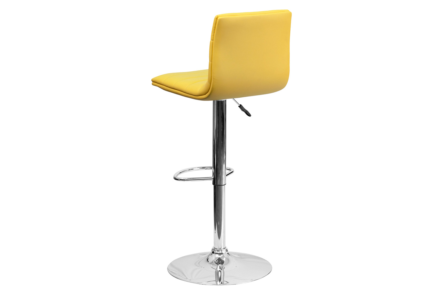 BLNK Vincent Vinyl Adjustable Swivel Bar Stool with Back, Chrome Pedestal Base and Footrest - Yellow