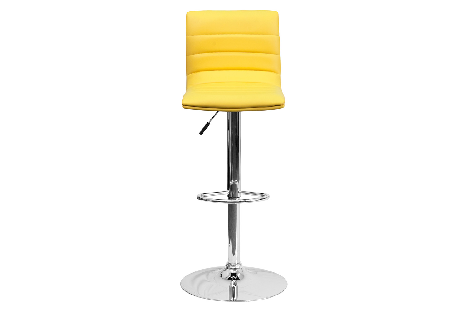 BLNK Vincent Vinyl Adjustable Swivel Bar Stool with Back, Chrome Pedestal Base and Footrest - Yellow