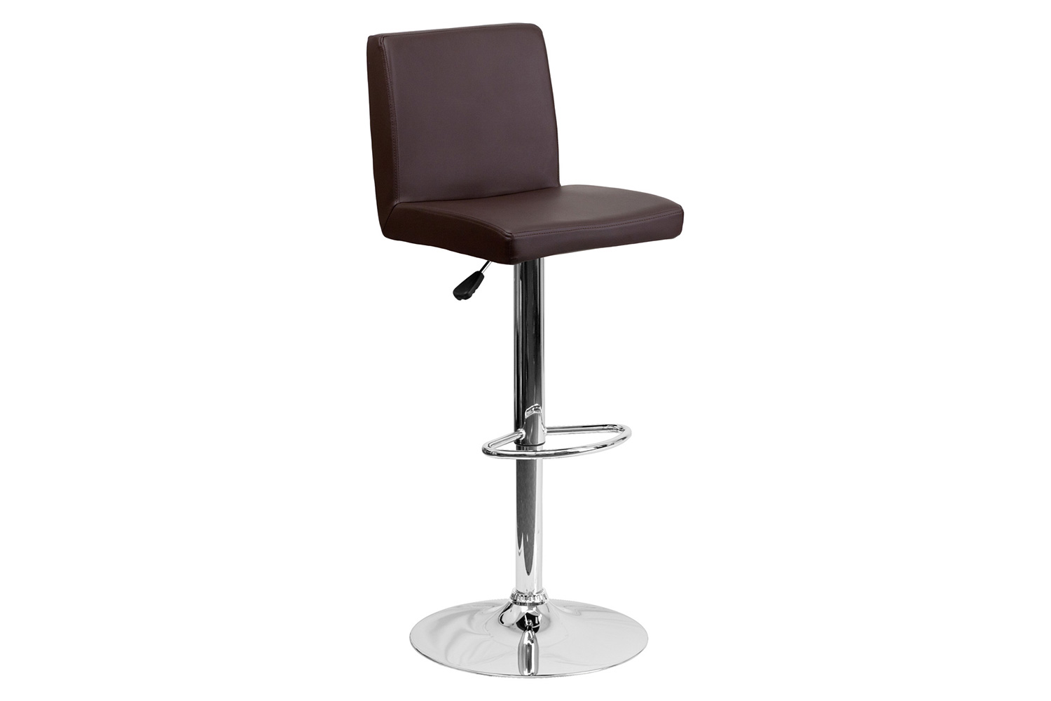BLNK Contemporary Vinyl Adjustable Height Bar Stool with Panel Back and Chrome Base - Brown