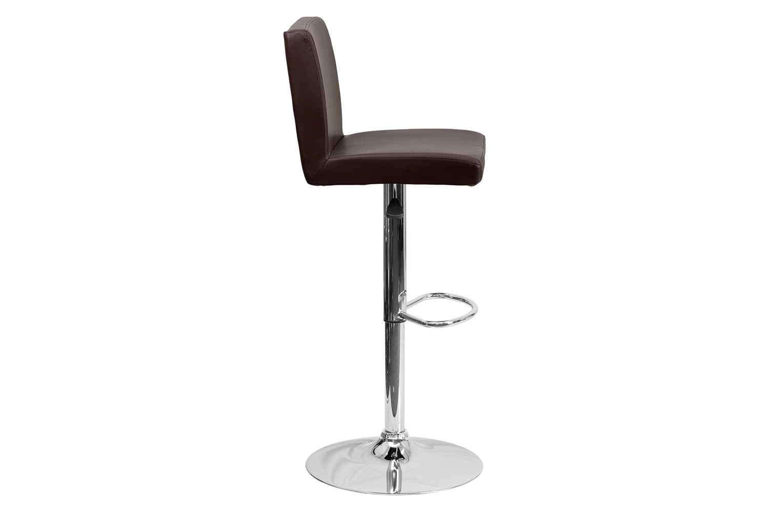 BLNK Contemporary Vinyl Adjustable Height Bar Stool with Panel Back and Chrome Base - Brown