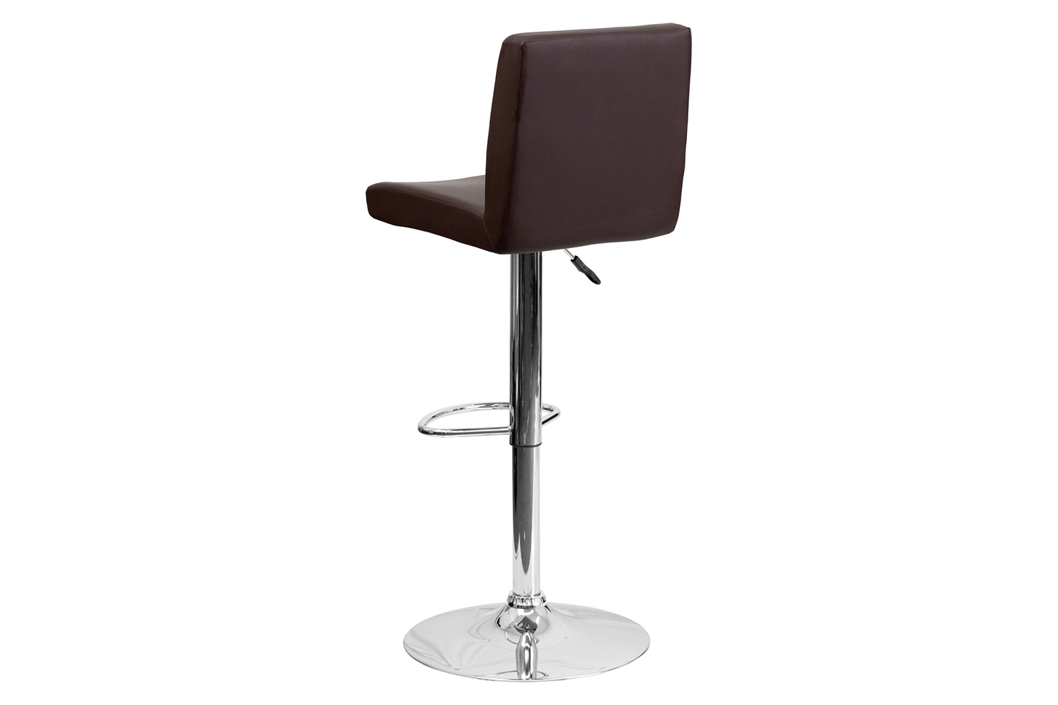 BLNK Contemporary Vinyl Adjustable Height Bar Stool with Panel Back and Chrome Base - Brown