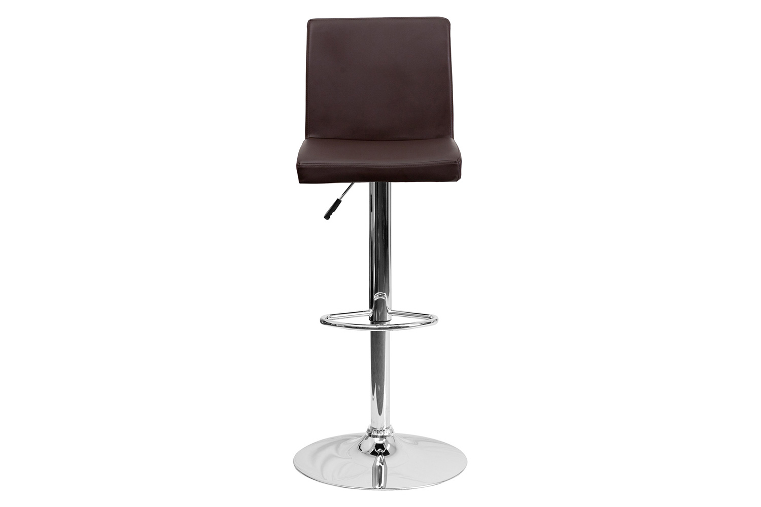 BLNK Contemporary Vinyl Adjustable Height Bar Stool with Panel Back and Chrome Base - Brown