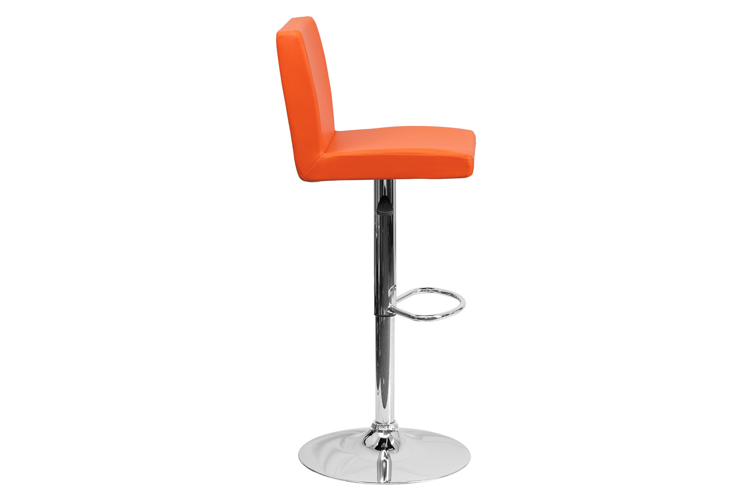 BLNK Contemporary Vinyl Adjustable Height Bar Stool with Panel Back and Chrome Base - Orange