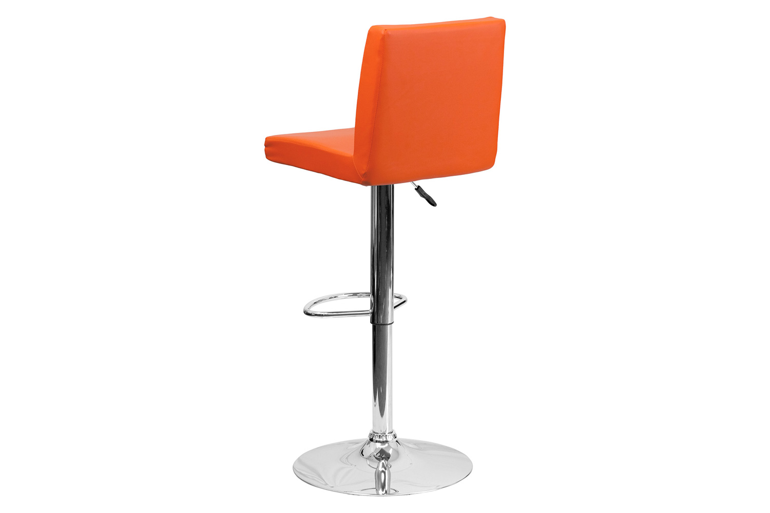 BLNK Contemporary Vinyl Adjustable Height Bar Stool with Panel Back and Chrome Base - Orange