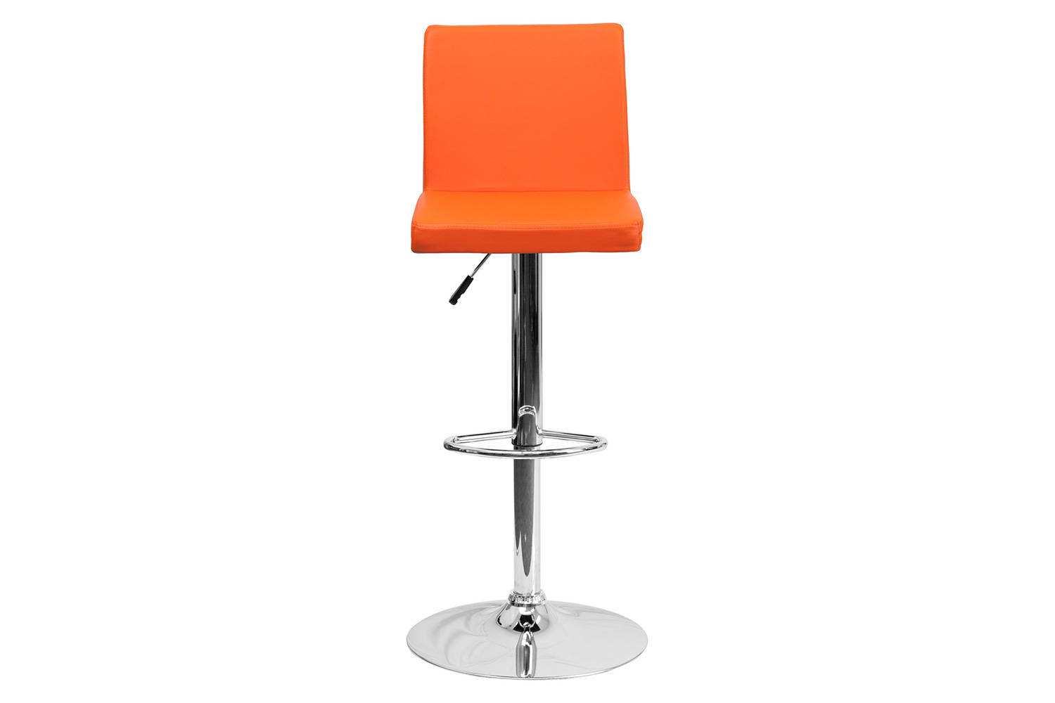 BLNK Contemporary Vinyl Adjustable Height Bar Stool with Panel Back and Chrome Base - Orange