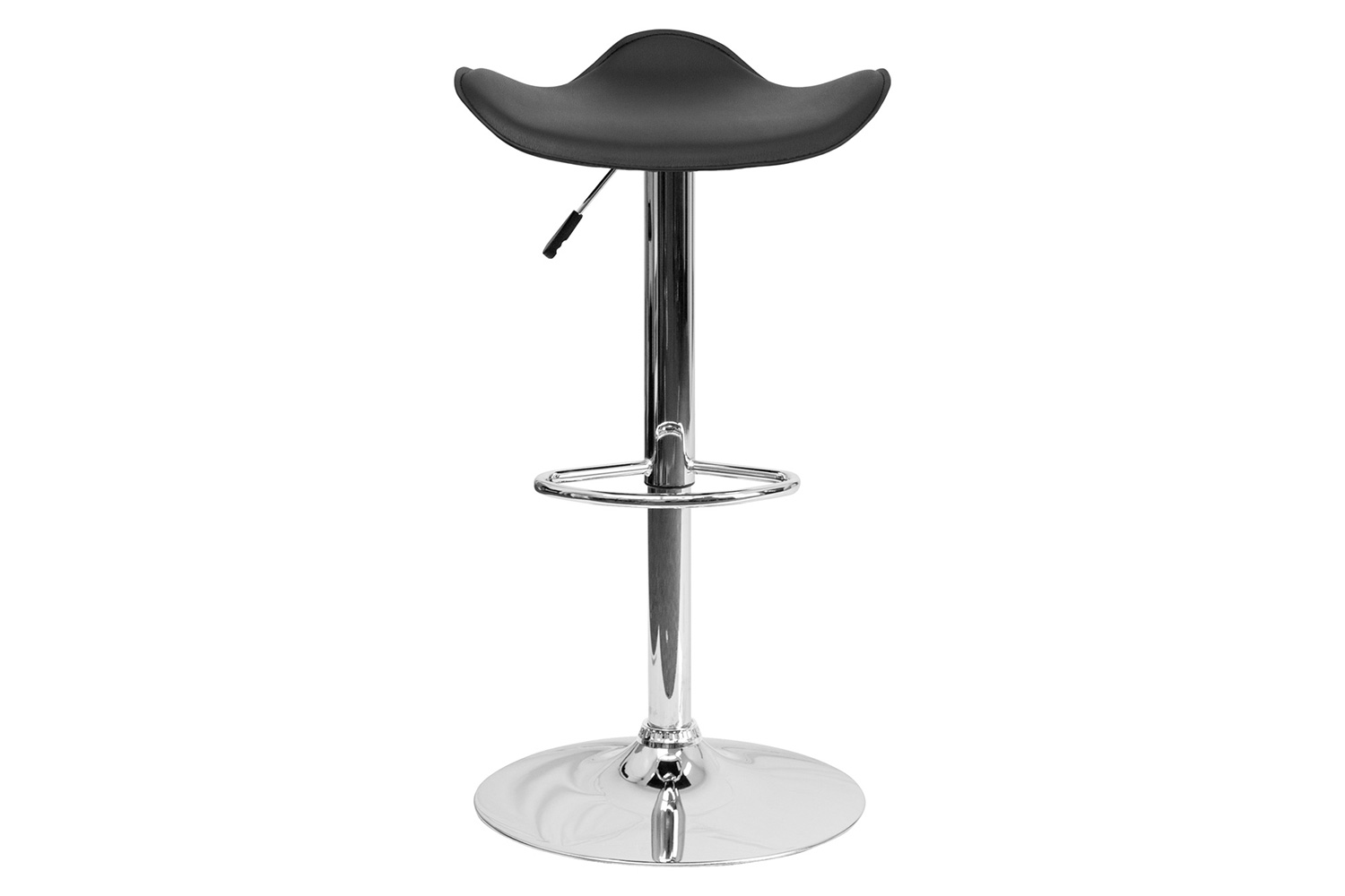 BLNK Caleb Vinyl Adjustable Height Bar Stool with Wavy Seat and Chrome Base - Black