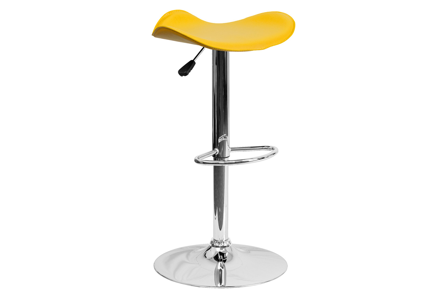 BLNK Caleb Vinyl Adjustable Height Bar Stool with Wavy Seat and Chrome Base - Yellow