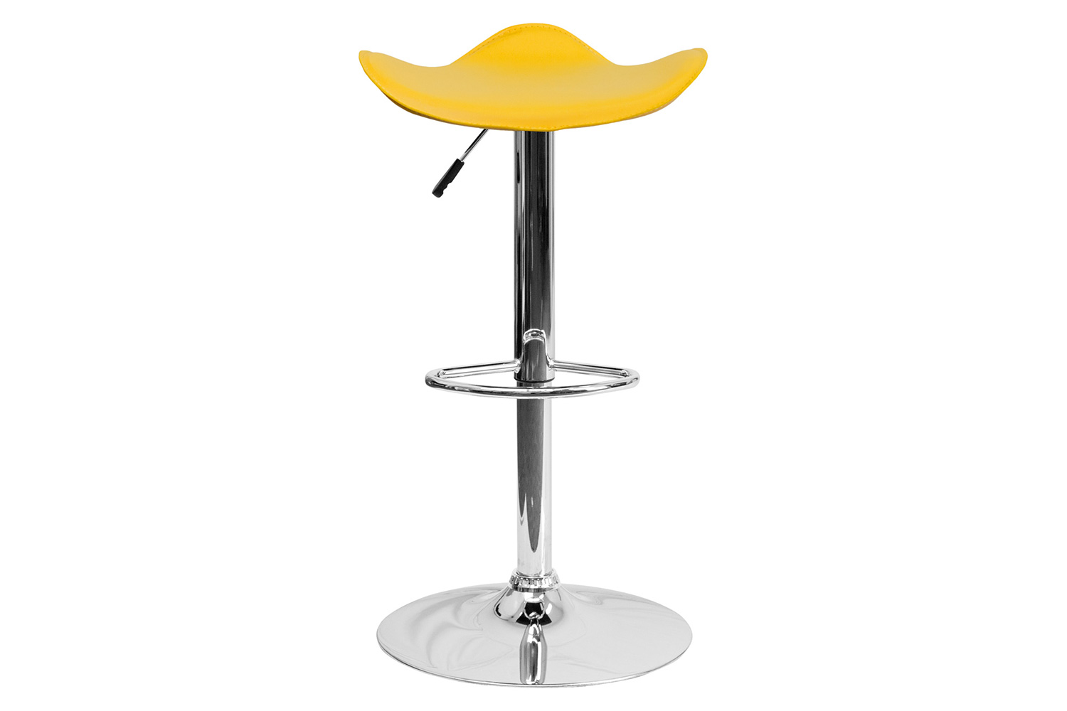 BLNK Caleb Vinyl Adjustable Height Bar Stool with Wavy Seat and Chrome Base - Yellow