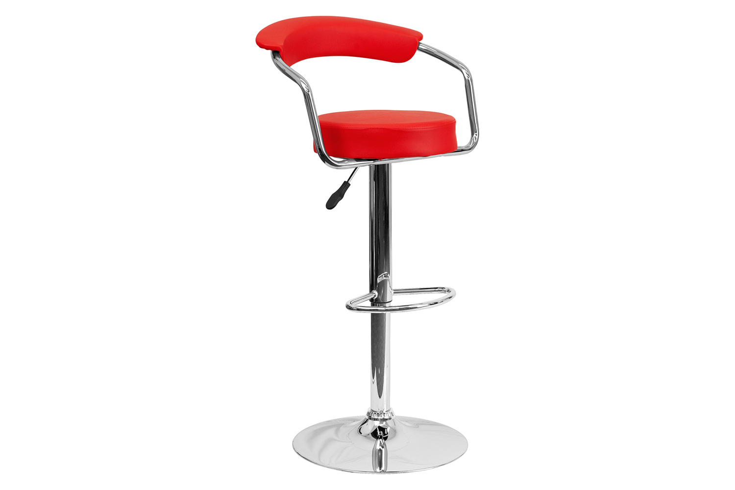 BLNK - Cruz Vinyl Adjustable Height Bar Stool with Arms and Chrome Base