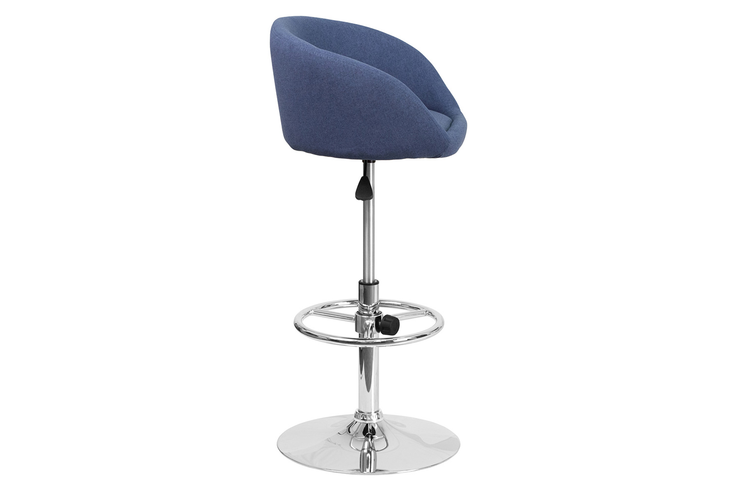 BLNK Luis Fabric Adjustable Height Bar Stool with Barrel Back and Chrome Base - Blue