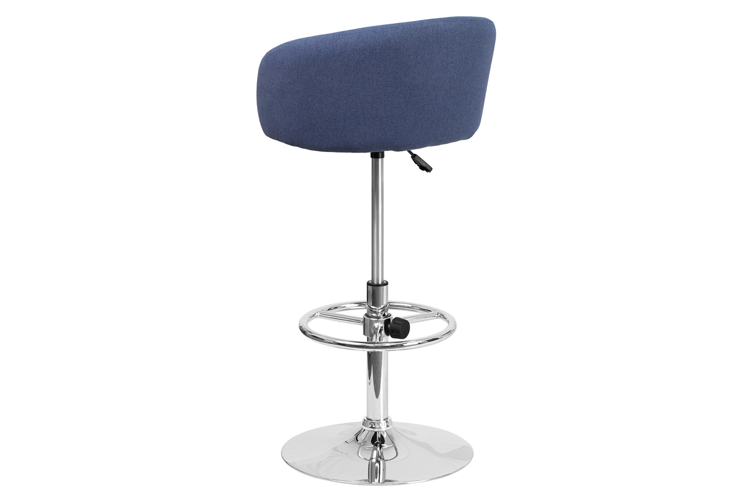 BLNK Luis Fabric Adjustable Height Bar Stool with Barrel Back and Chrome Base - Blue