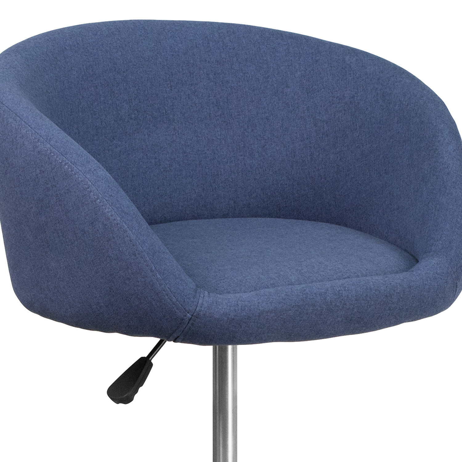 BLNK Luis Fabric Adjustable Height Bar Stool with Barrel Back and Chrome Base - Blue