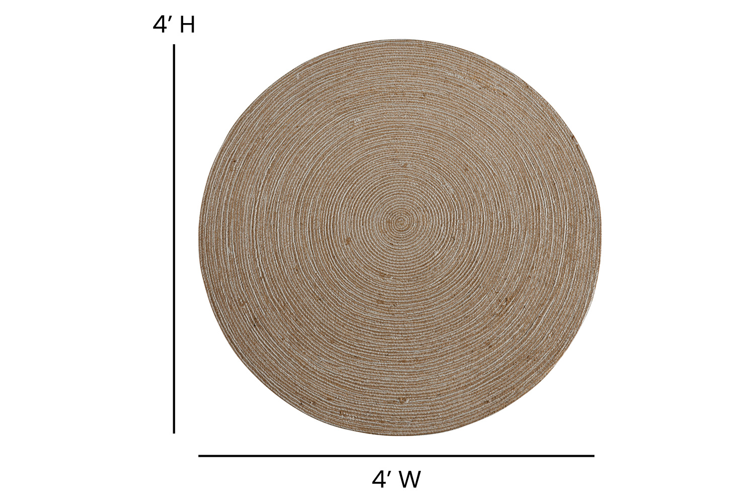 BLNK - Kelsey Round Braided Design Natural Jute and Polyester Blend Indoor Area Rug