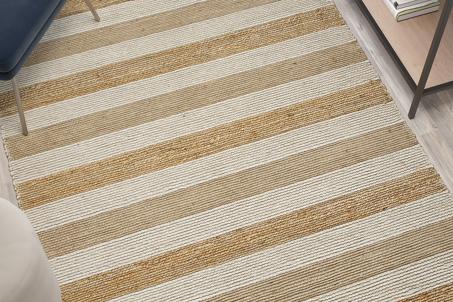 BLNK - Mariah Hand Woven Striped Jute Blend Area Rug in Natural Tones