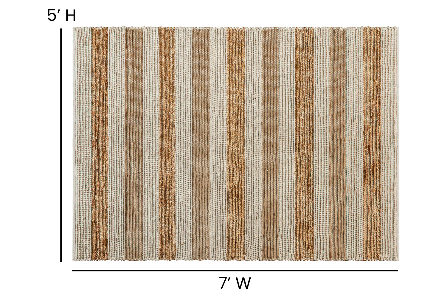 BLNK - Mariah Hand Woven Striped Jute Blend Area Rug in Natural Tones