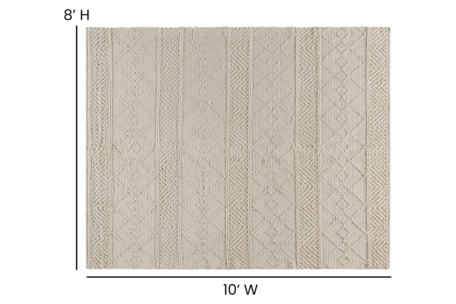 BLNK Melissa Geometric Hand Woven Area Rug - Ivory, 8'W x 10'L