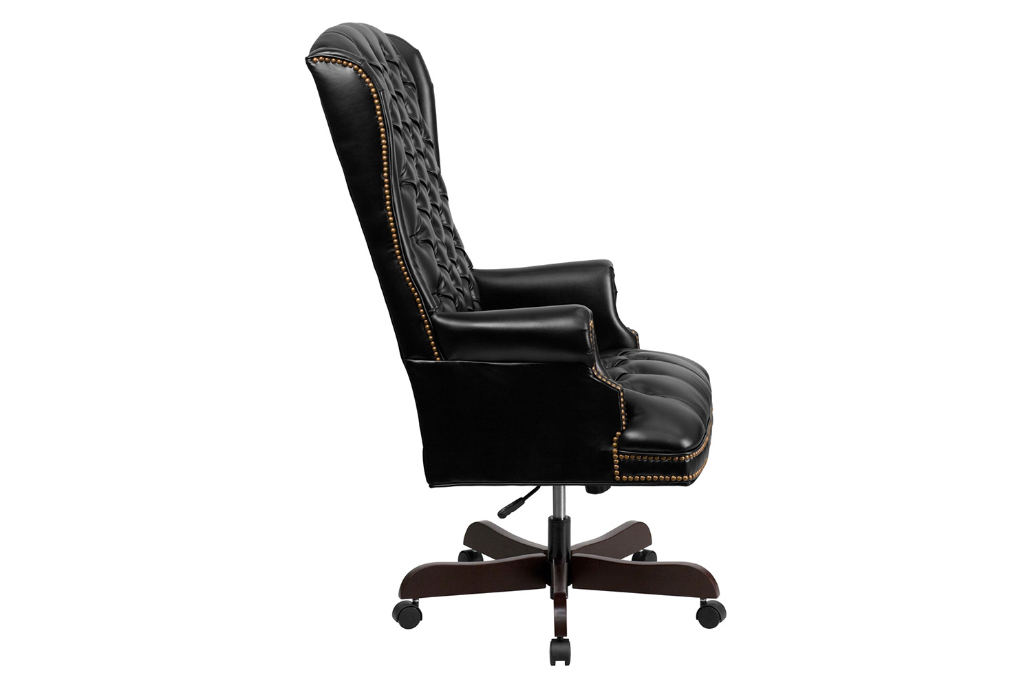 BLNK Turner LeatherSoft High-Back Traditional Fully Tufted Executive Swivel Ergonomic Office Chair with Arms - Black
