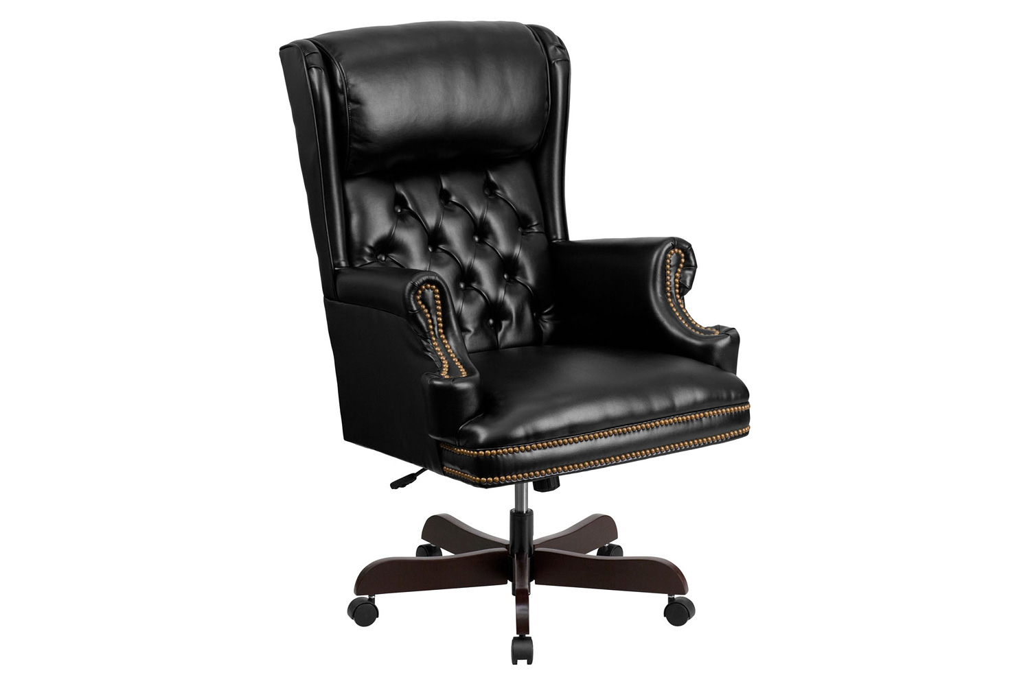 BLNK - Ainslie LeatherSoft High-Back Traditional Tufted Executive Ergonomic Office Chair with Oversized Headrest and Nail Trim Arms