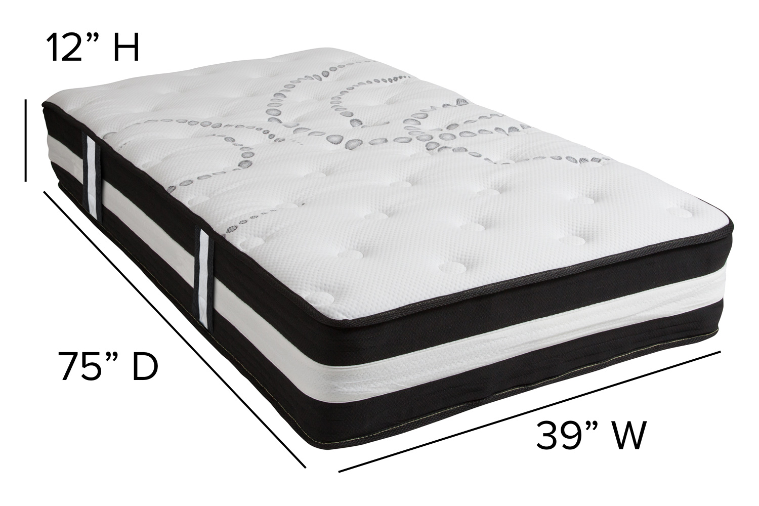 BLNK Capri Comfortable Sleep 12" Foam Pocket Spring Mattress and 3" Gel Memory Foam Topper Bundle - Twin Size
