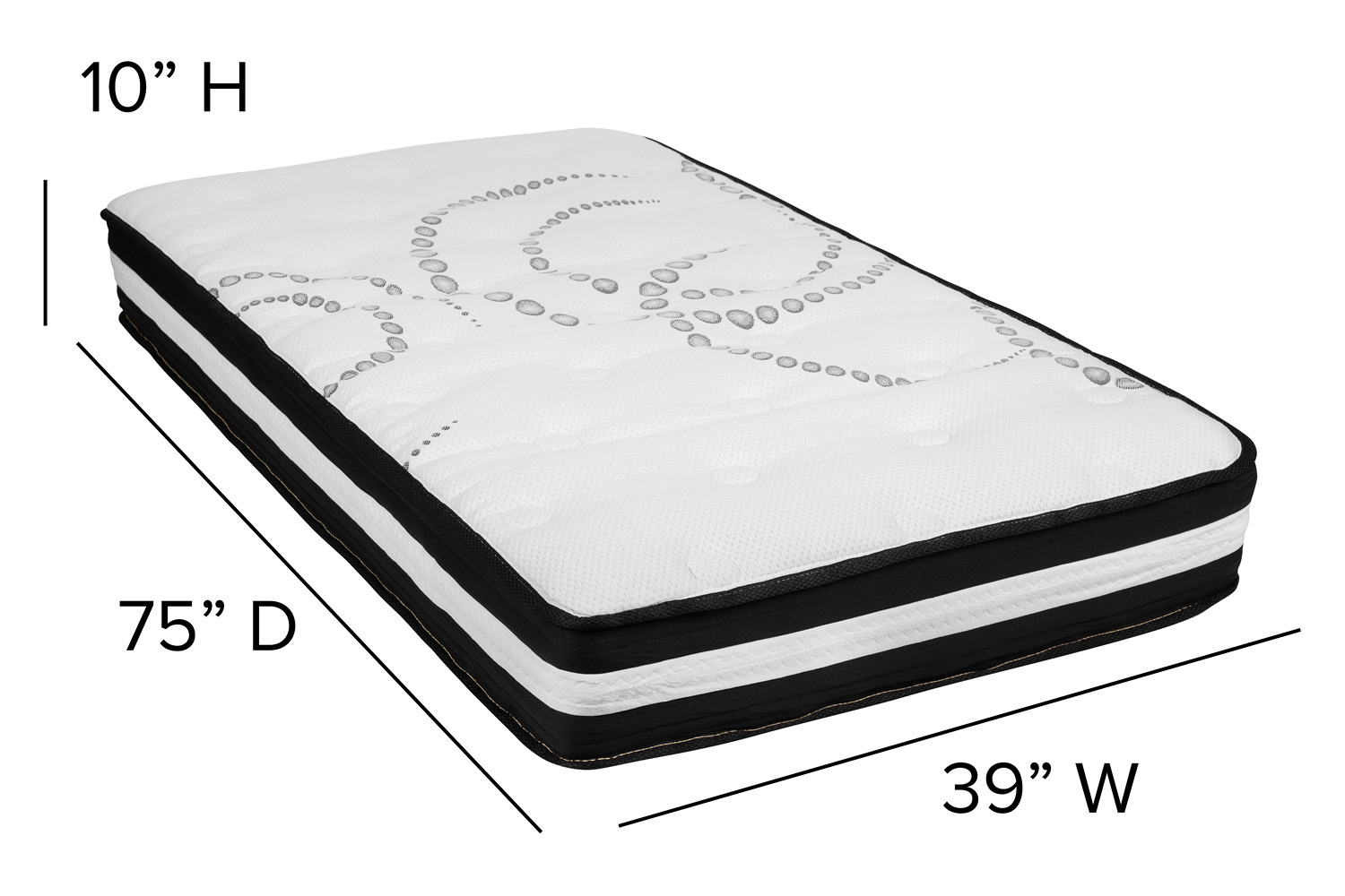BLNK Capri Comfortable Sleep 10" Foam Pocket Spring Mattress and 3" Gel Memory Foam Topper Bundle - Twin Size