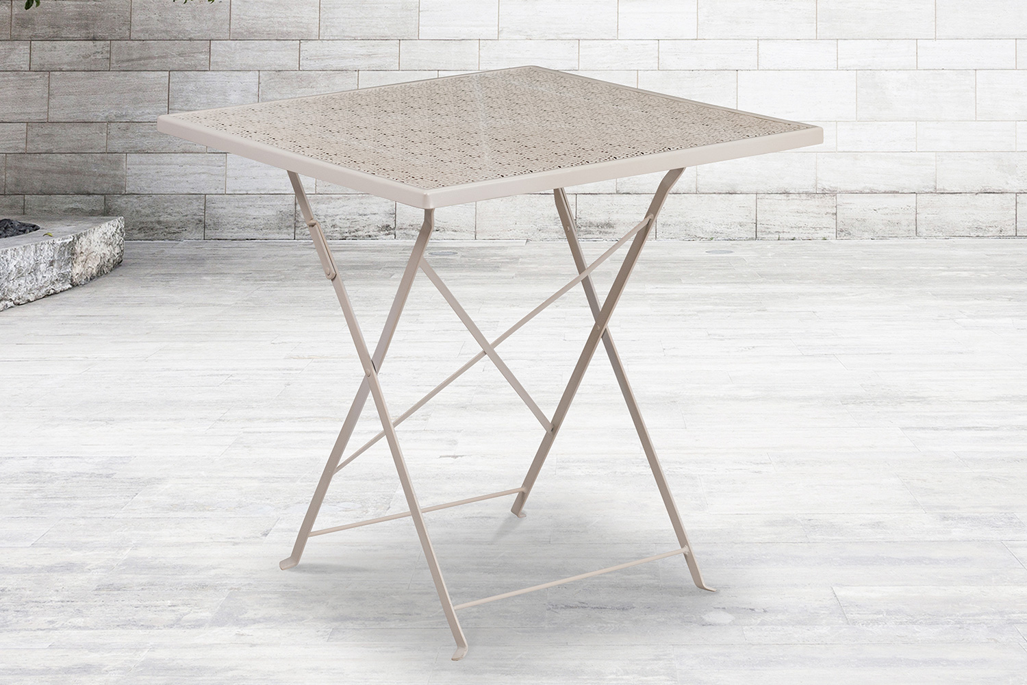 BLNK - Oia Commercial Square Steel Indoor-Outdoor Folding Patio Table