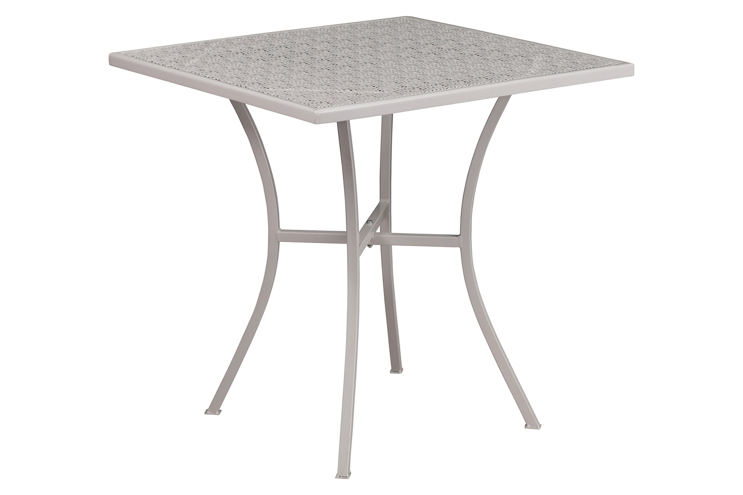 BLNK Oia Commercial Square Steel Indoor-Outdoor Patio Table Set with 4 Square Back Chairs - Light Gray, 28"W