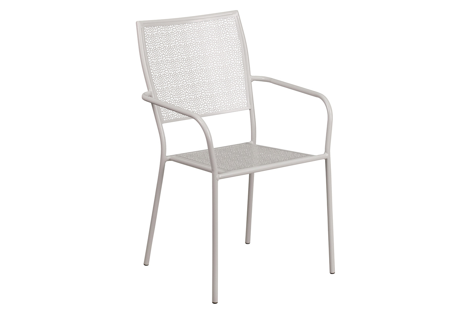 BLNK Oia Commercial Square Steel Indoor-Outdoor Patio Table Set with 4 Square Back Chairs - Light Gray, 28"W