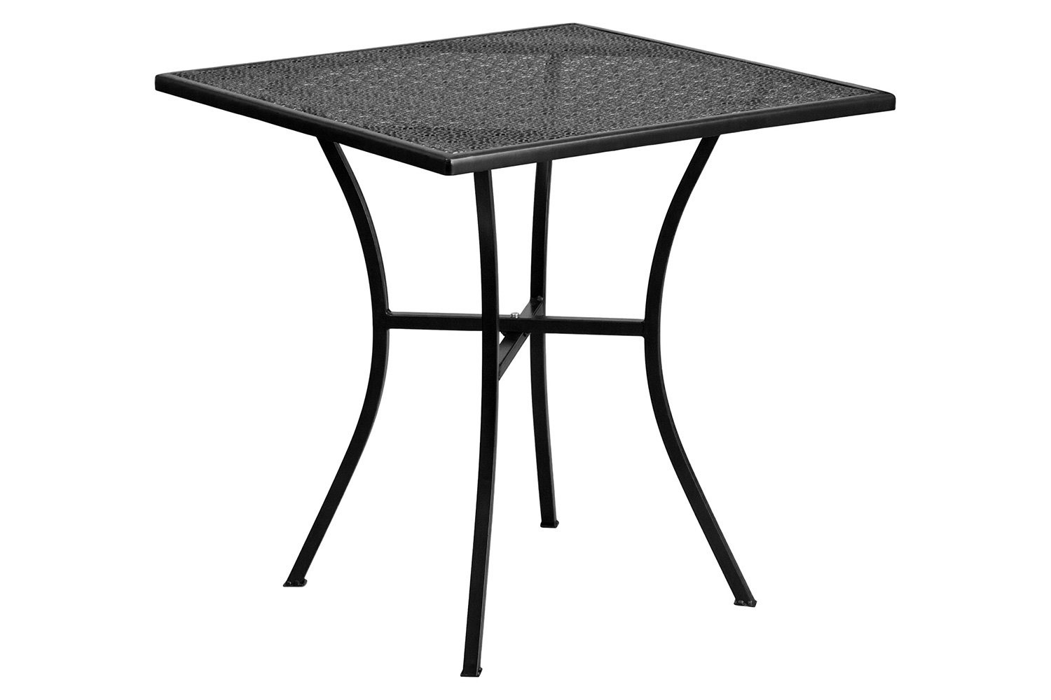 BLNK Oia Commercial Square Steel Black Indoor-Outdoor Patio Table