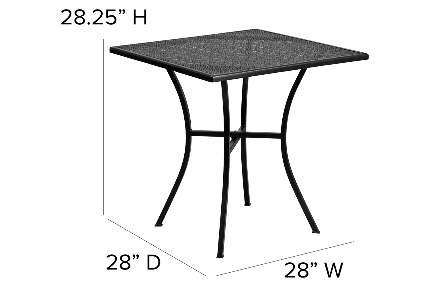 BLNK Oia Commercial Square Steel Black Indoor-Outdoor Patio Table