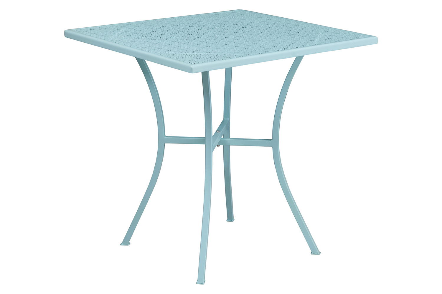 BLNK Oia Commercial Square Steel Indoor-Outdoor Patio Table - Sky Blue