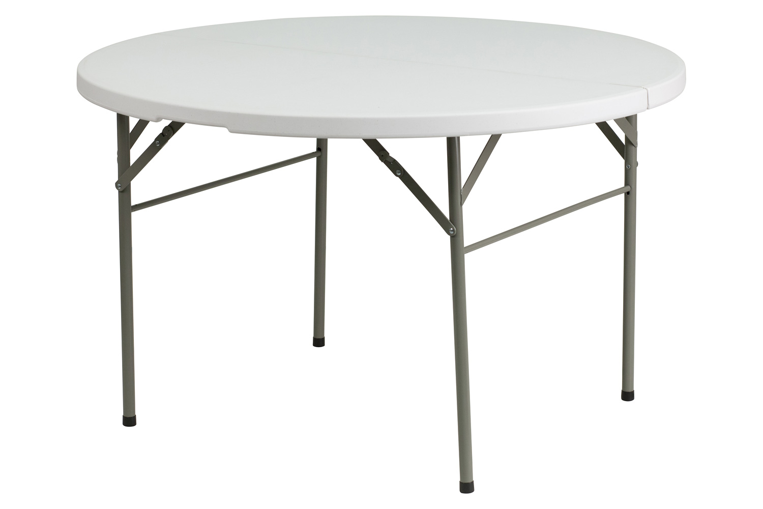 BLNK - Freeman Round Bi-Fold Granite White Plastic Banquet and Event Folding Table with Carrying Handle