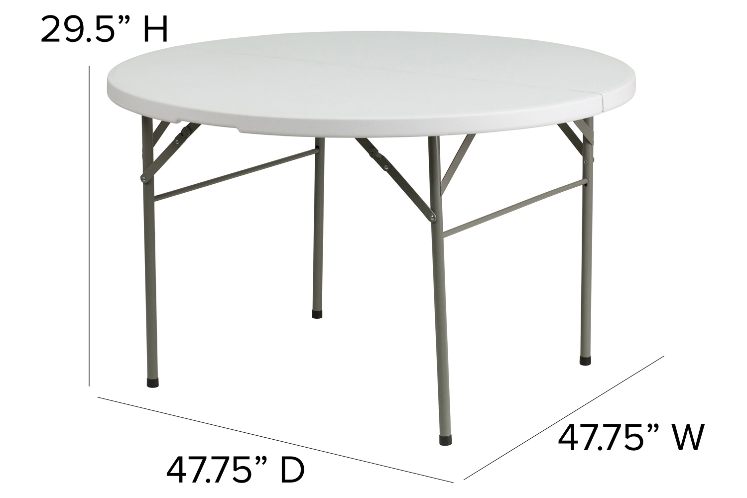 BLNK - Freeman Round Bi-Fold Granite White Plastic Banquet and Event Folding Table with Carrying Handle