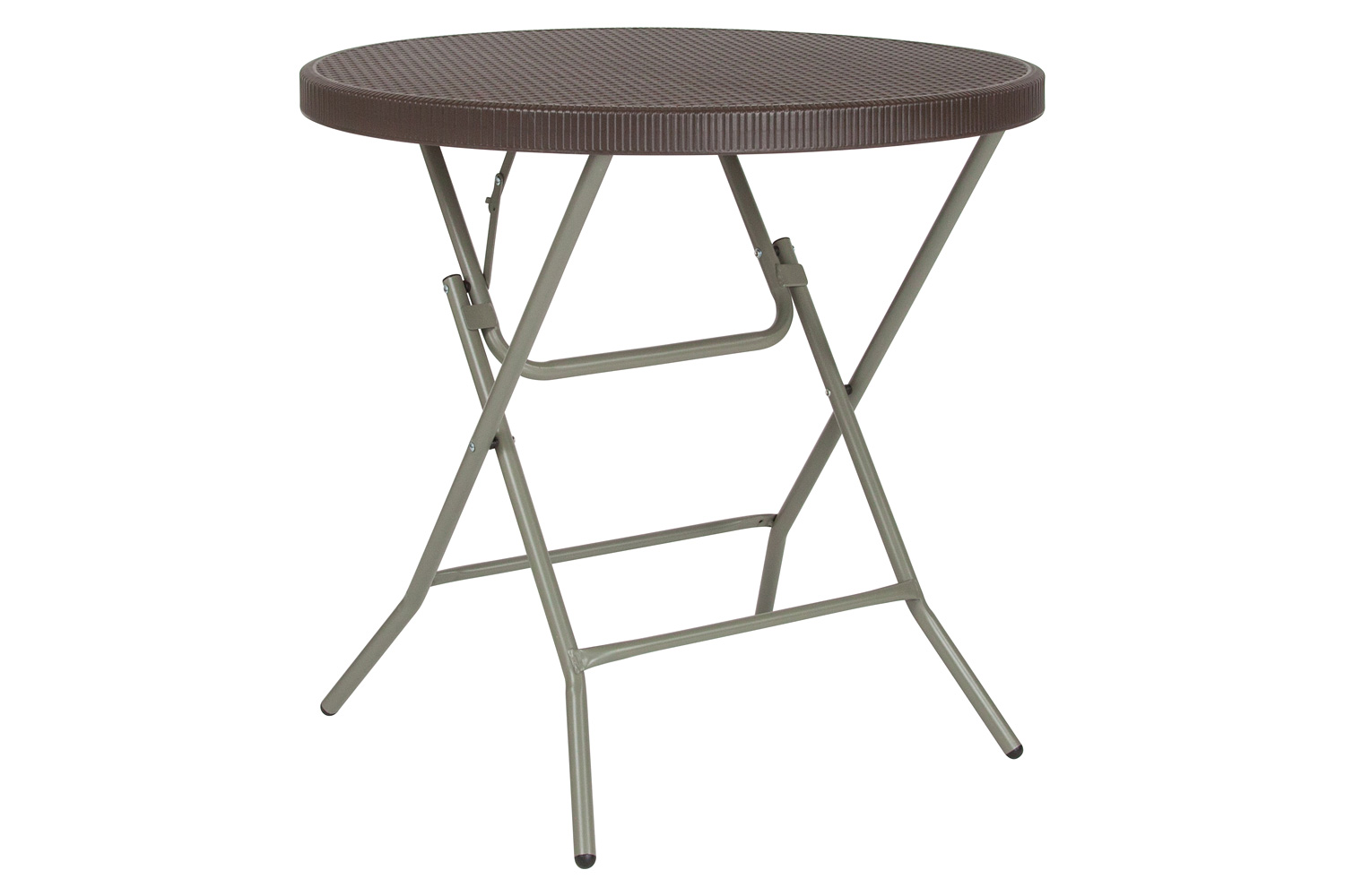 BLNK - Trellis Round Brown Rattan Plastic Folding Table