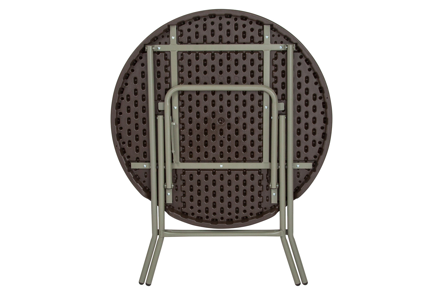 BLNK - Trellis Round Brown Rattan Plastic Folding Table