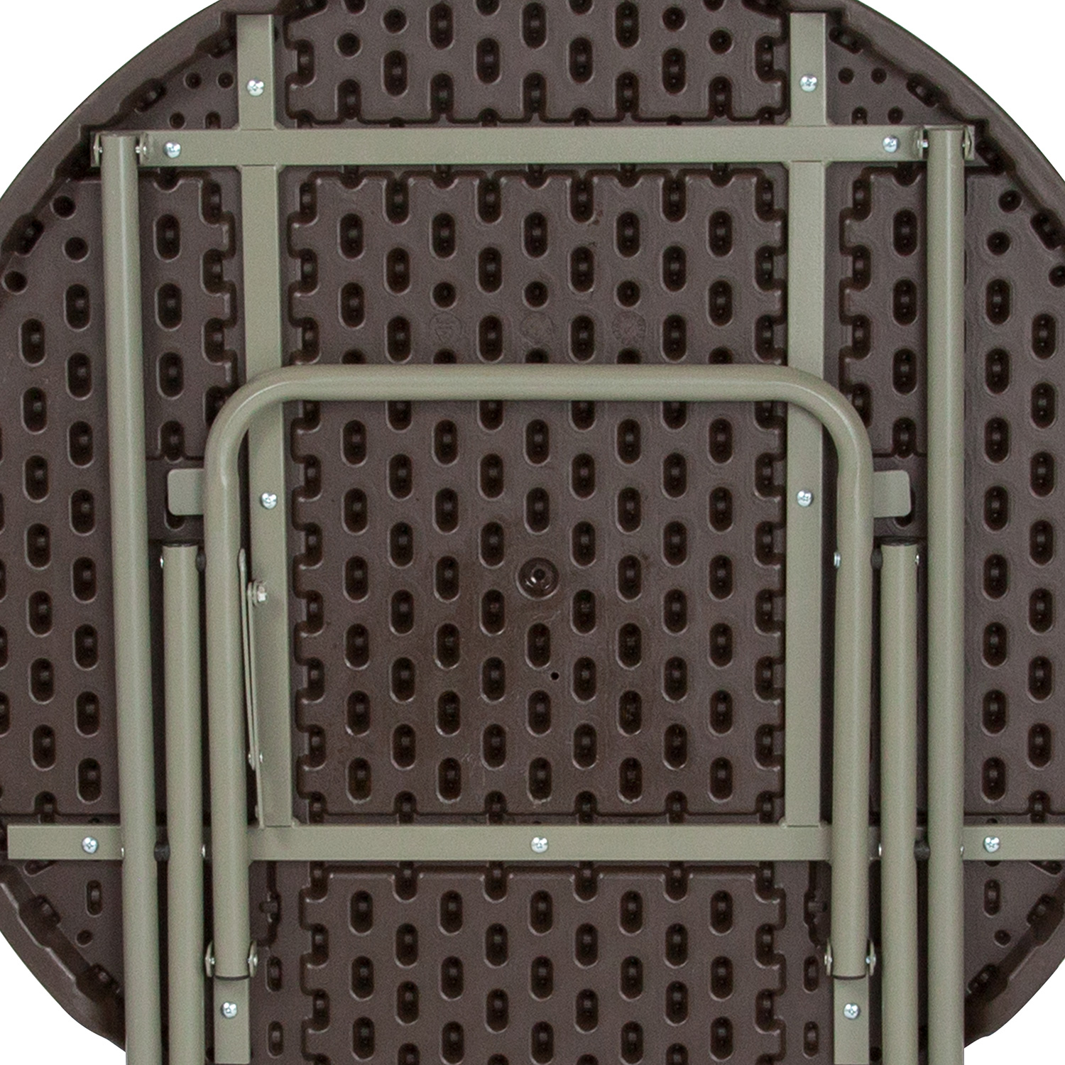 BLNK - Trellis Round Brown Rattan Plastic Folding Table
