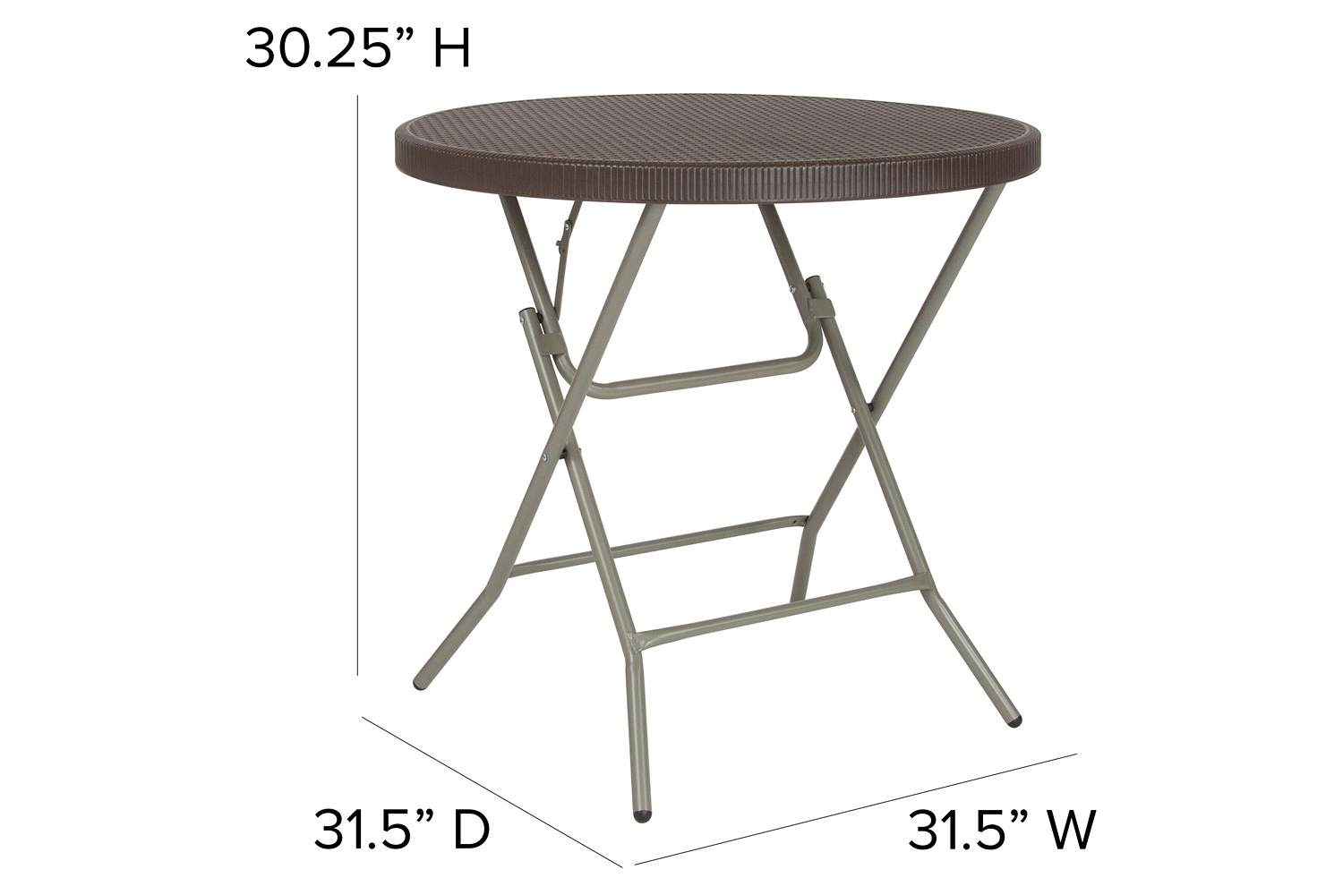 BLNK - Trellis Round Brown Rattan Plastic Folding Table