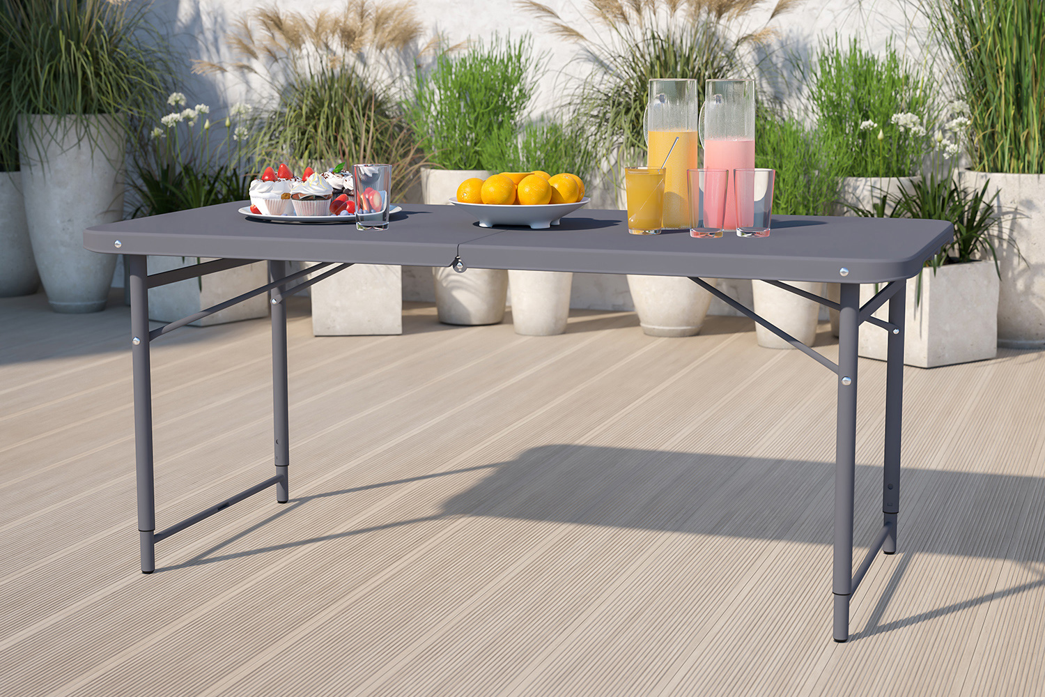 BLNK - Mills Plastic Adjustable Folding Table with Carrying Handle