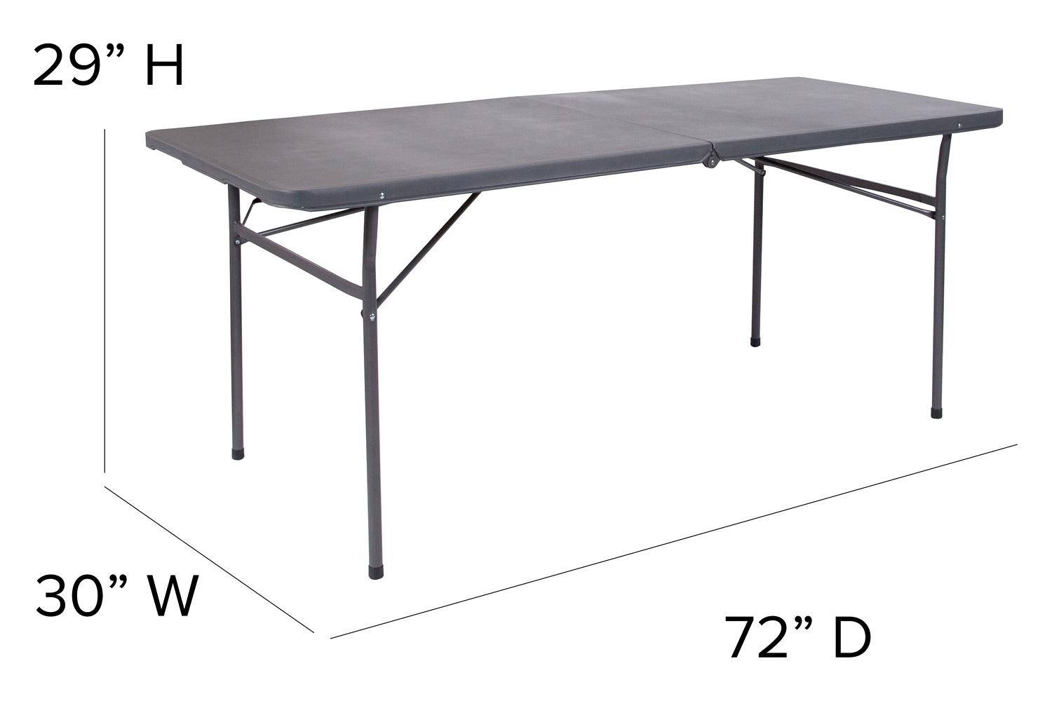 BLNK Elijah Plastic Folding Table with Carrying Handle - Dark Gray