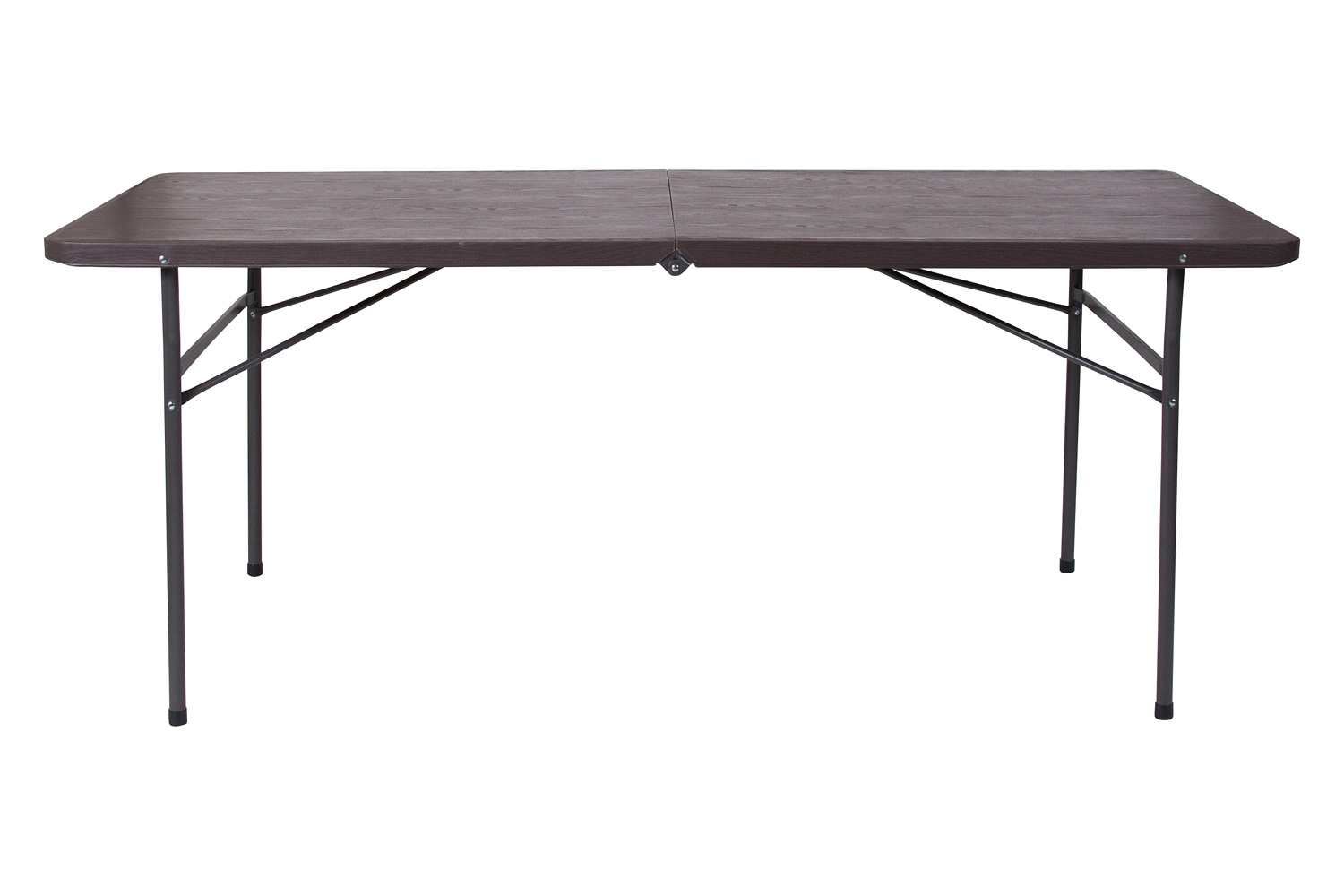 BLNK Elijah Plastic Folding Table with Carrying Handle - Brown Wood Grain