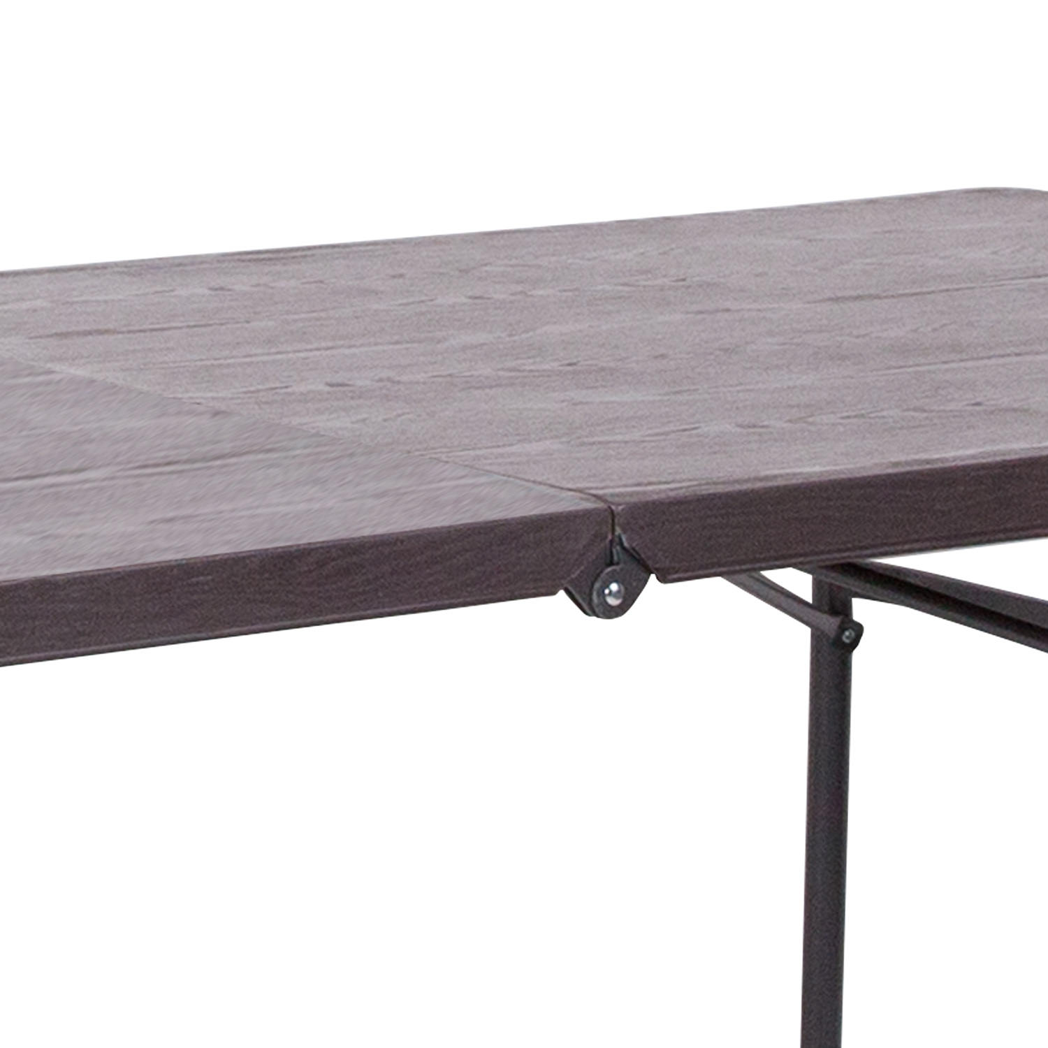 BLNK Elijah Plastic Folding Table with Carrying Handle - Brown Wood Grain