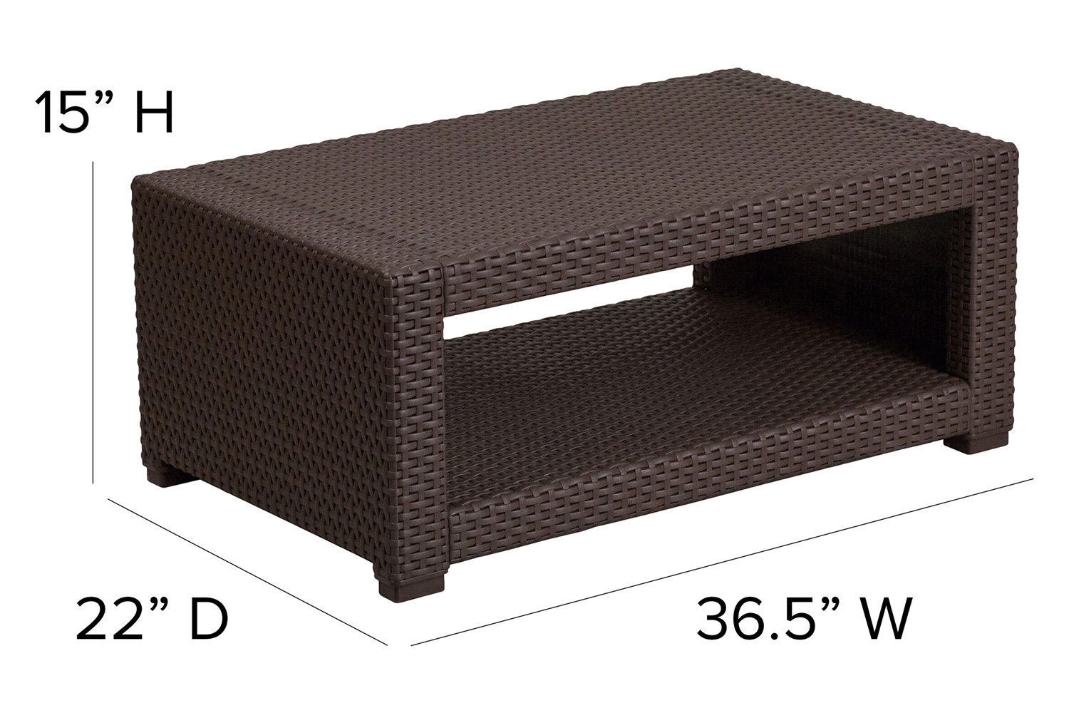 BLNK Seneca Faux Rattan Coffee Table - Chocolate Brown