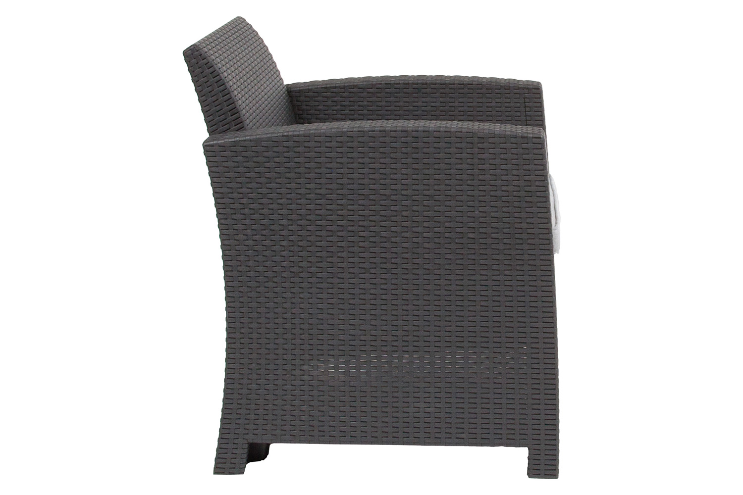 BLNK Seneca Faux Rattan Chair with All-Weather Light Gray Cushion - Dark Gray