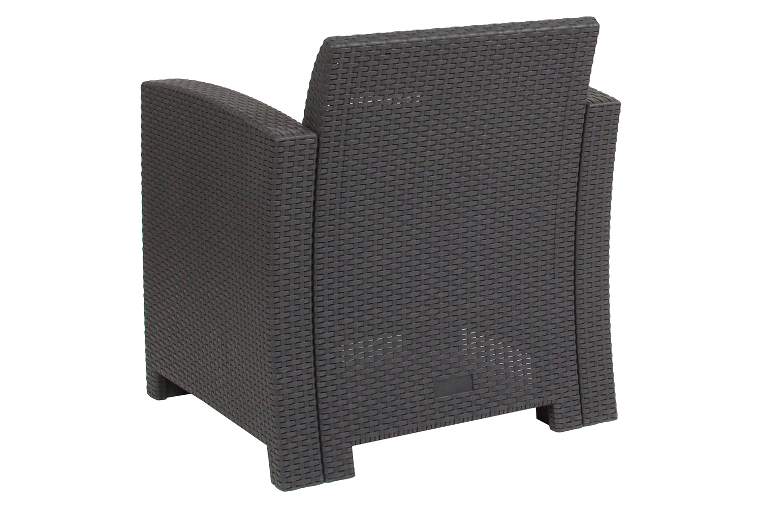 BLNK Seneca Faux Rattan Chair with All-Weather Light Gray Cushion - Dark Gray