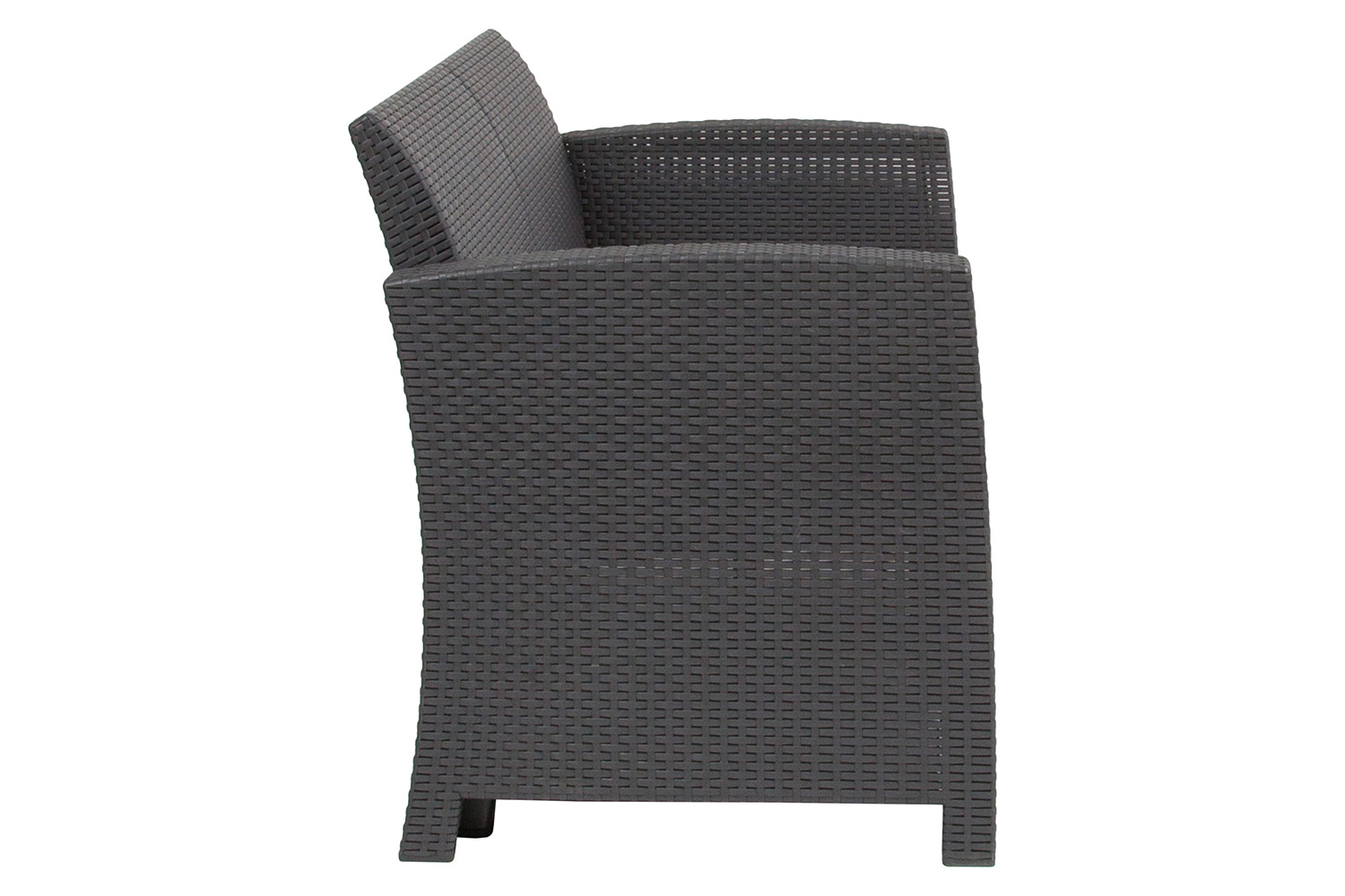 BLNK Seneca Faux Rattan Loveseat with All-Weather Light Gray Cushions - Dark Gray