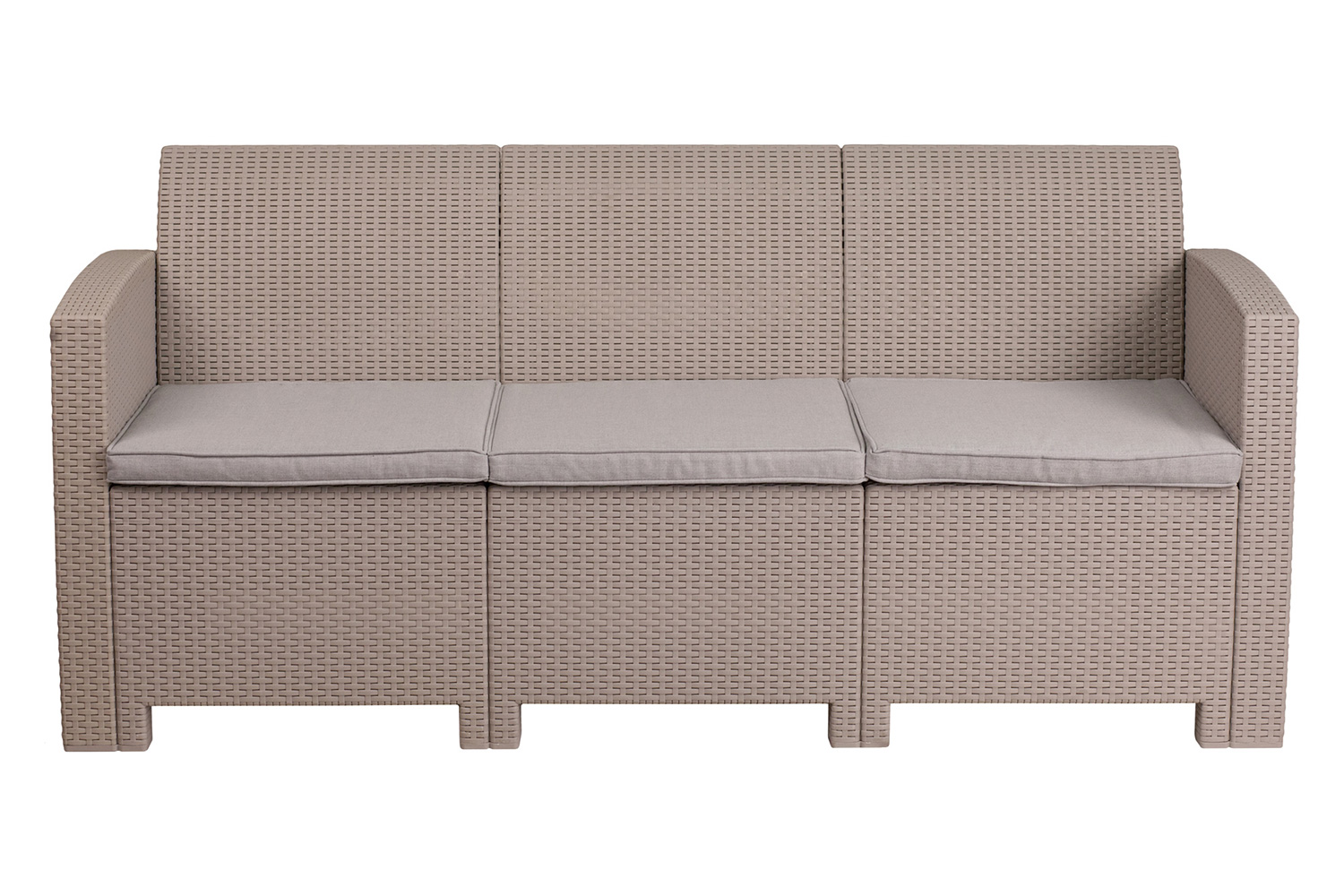 BLNK Seneca Faux Rattan Sofa with All-Weather Light Gray Cushions - Light Gray