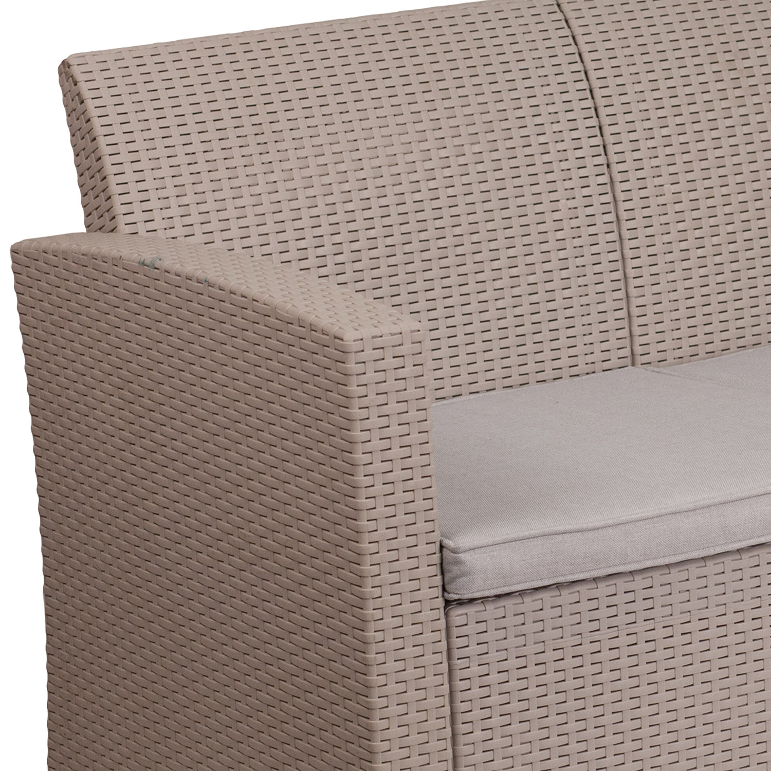 BLNK Seneca Faux Rattan Sofa with All-Weather Light Gray Cushions - Light Gray