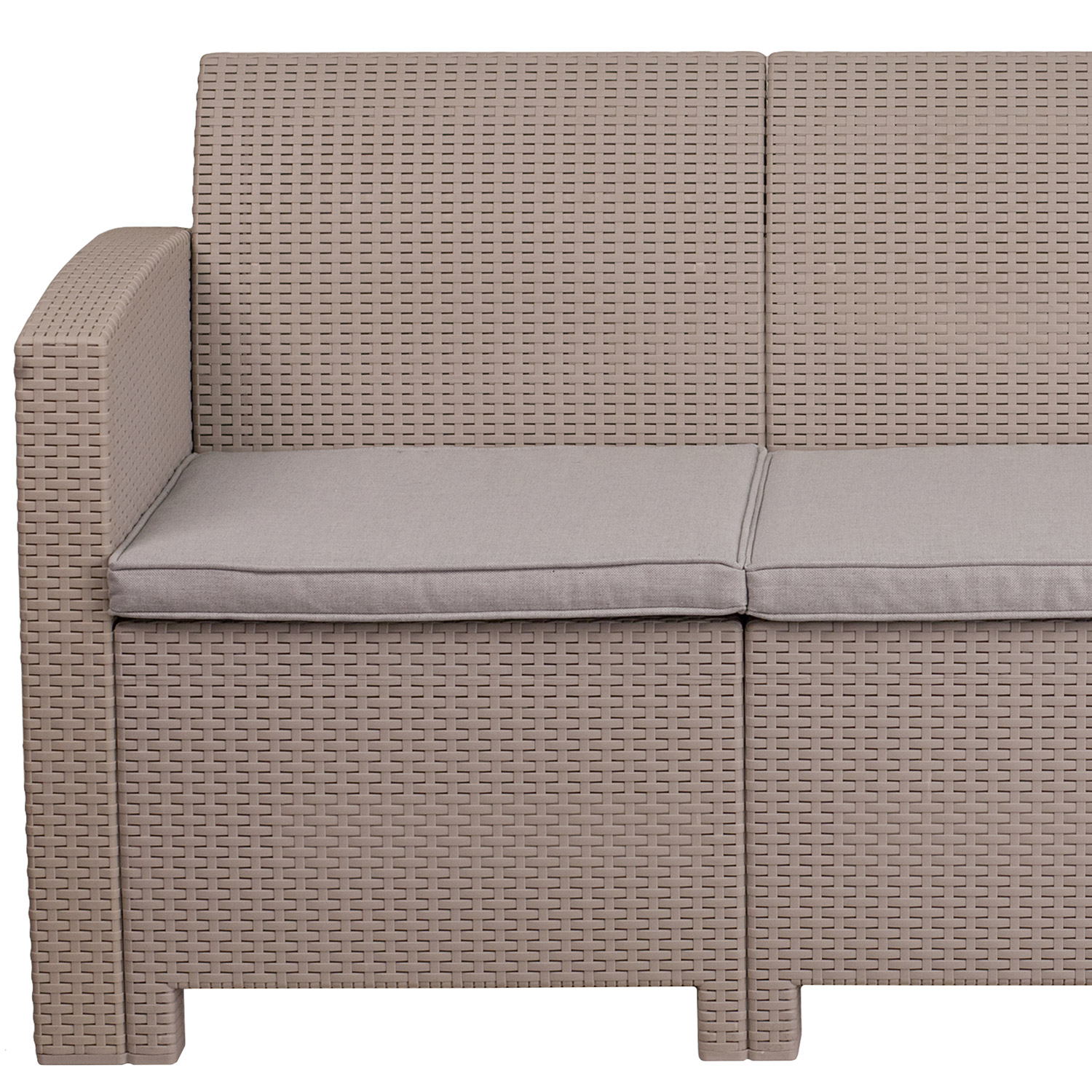 BLNK Seneca Faux Rattan Sofa with All-Weather Light Gray Cushions - Light Gray